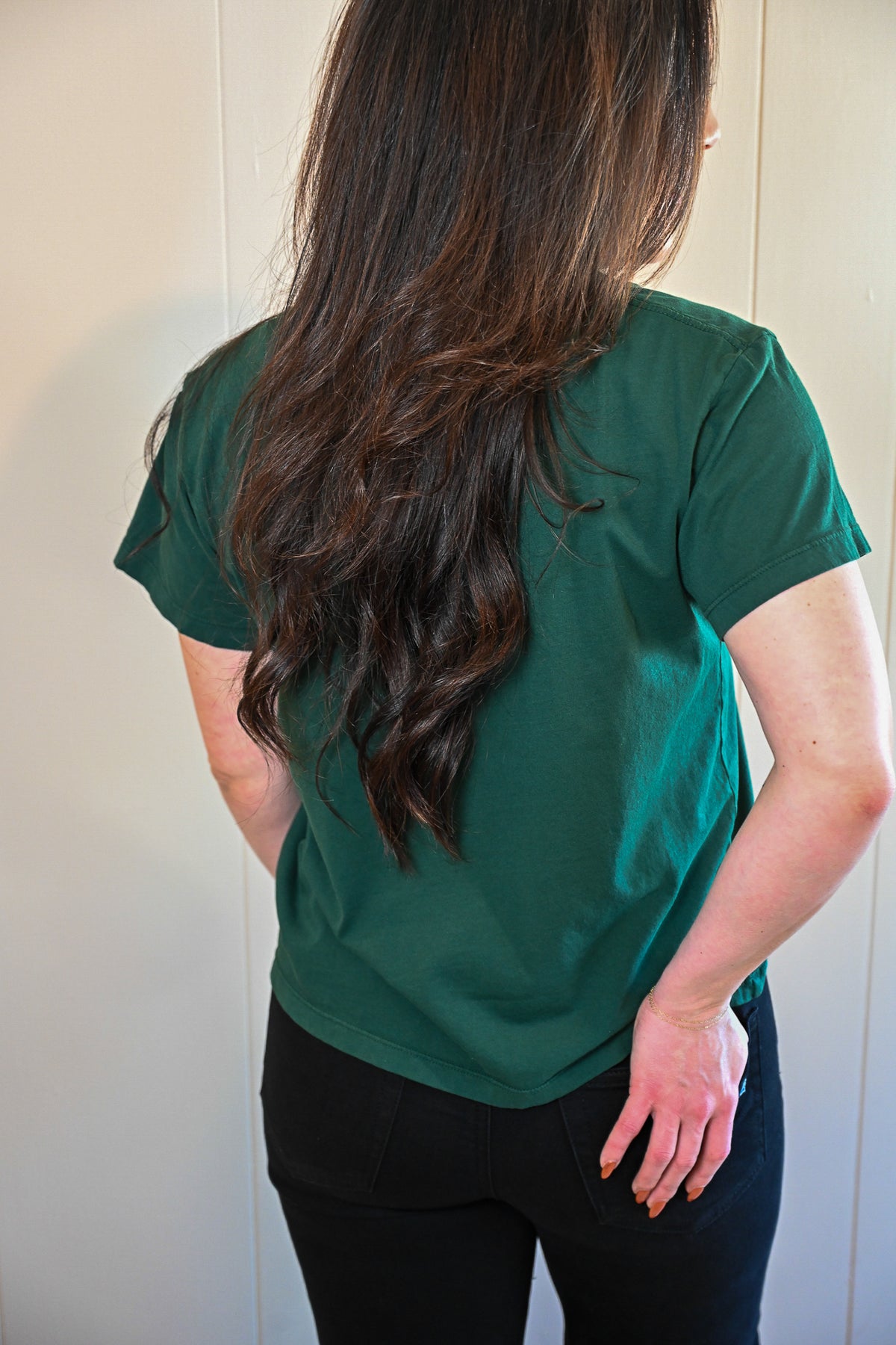 Wave Label V Neck Tee - Spruce