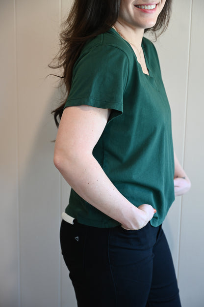 Wave Label V Neck Tee - Spruce