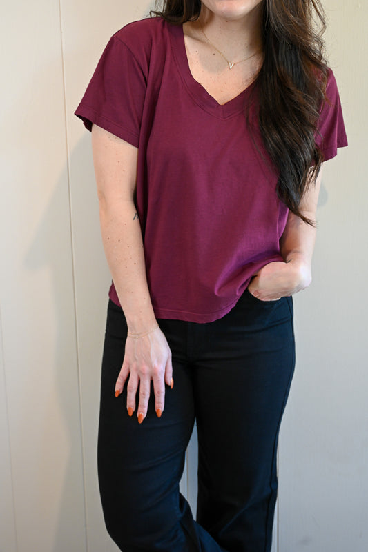 Wave Label V Neck Tee - Central Coast Pino