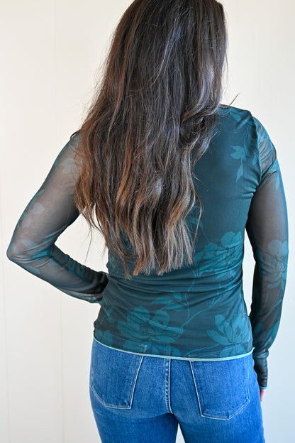 Spazier Avenue Mesh Mock Neck Top