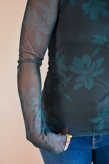 Spazier Avenue Mesh Mock Neck Top