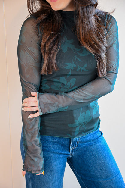 Spazier Avenue Mesh Mock Neck Top