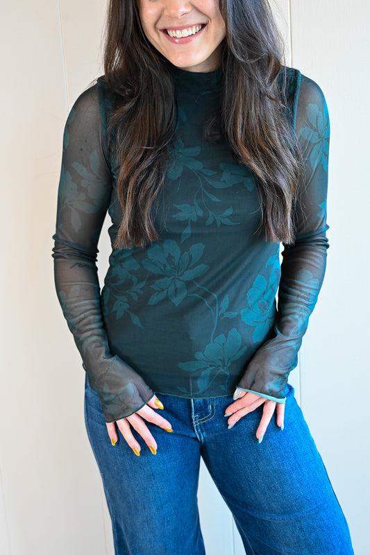 Spazier Avenue Mesh Mock Neck Top