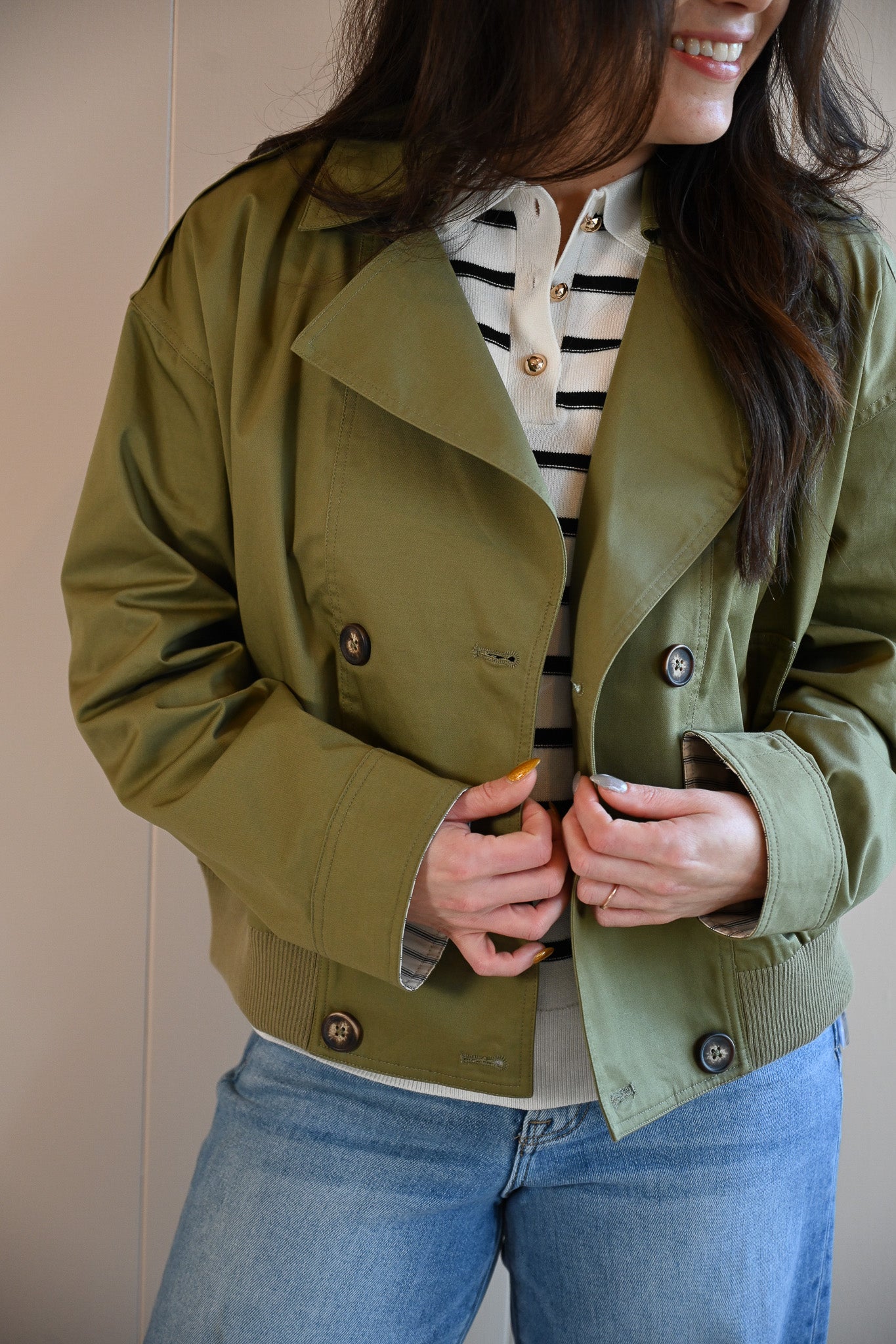 Weldon Grove Short Trench Bomber Jacket