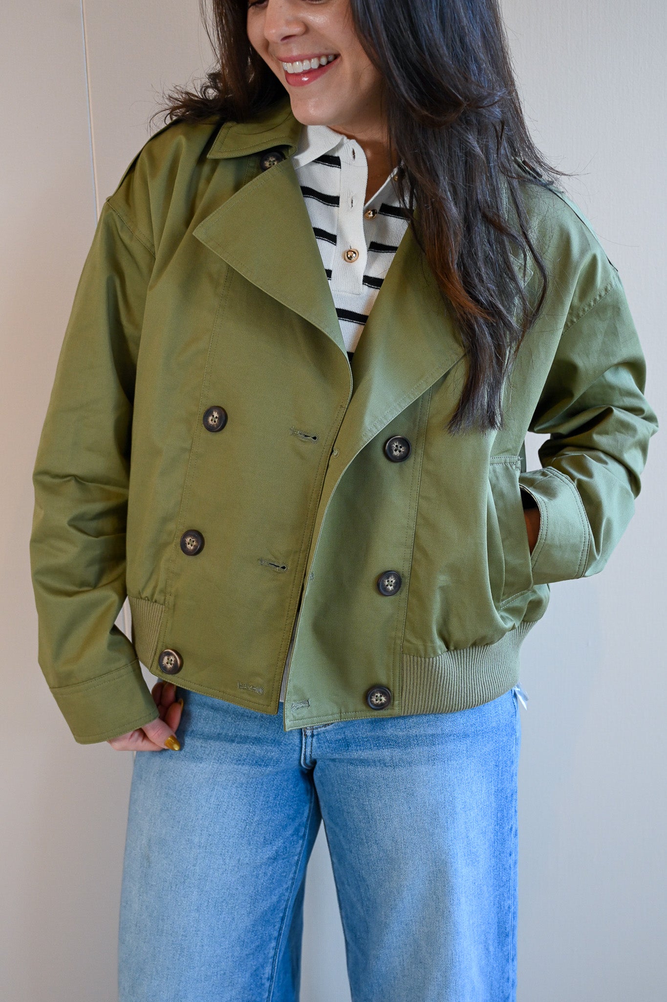 Weldon Grove Short Trench Bomber Jacket