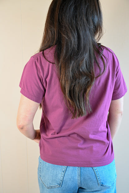 Wave Label V Neck - Pluot