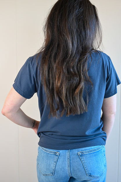 Wave Label V Neck - Ocean