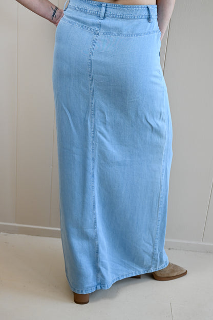 Ridge Denim Midi Skirt
