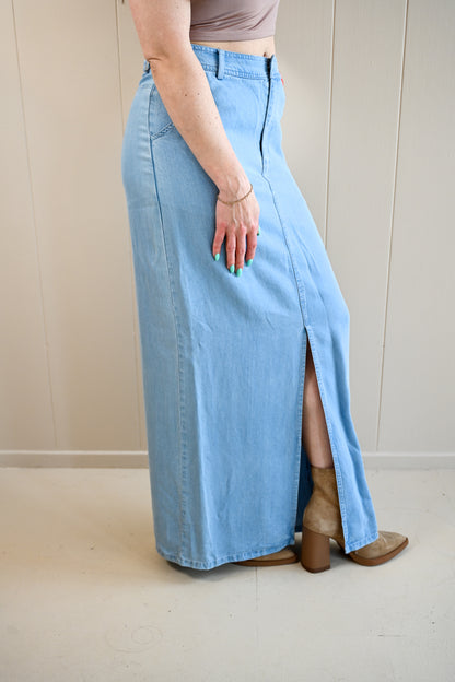 Ridge Denim Midi Skirt