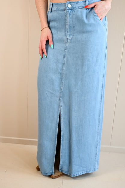 Ridge Denim Midi Skirt