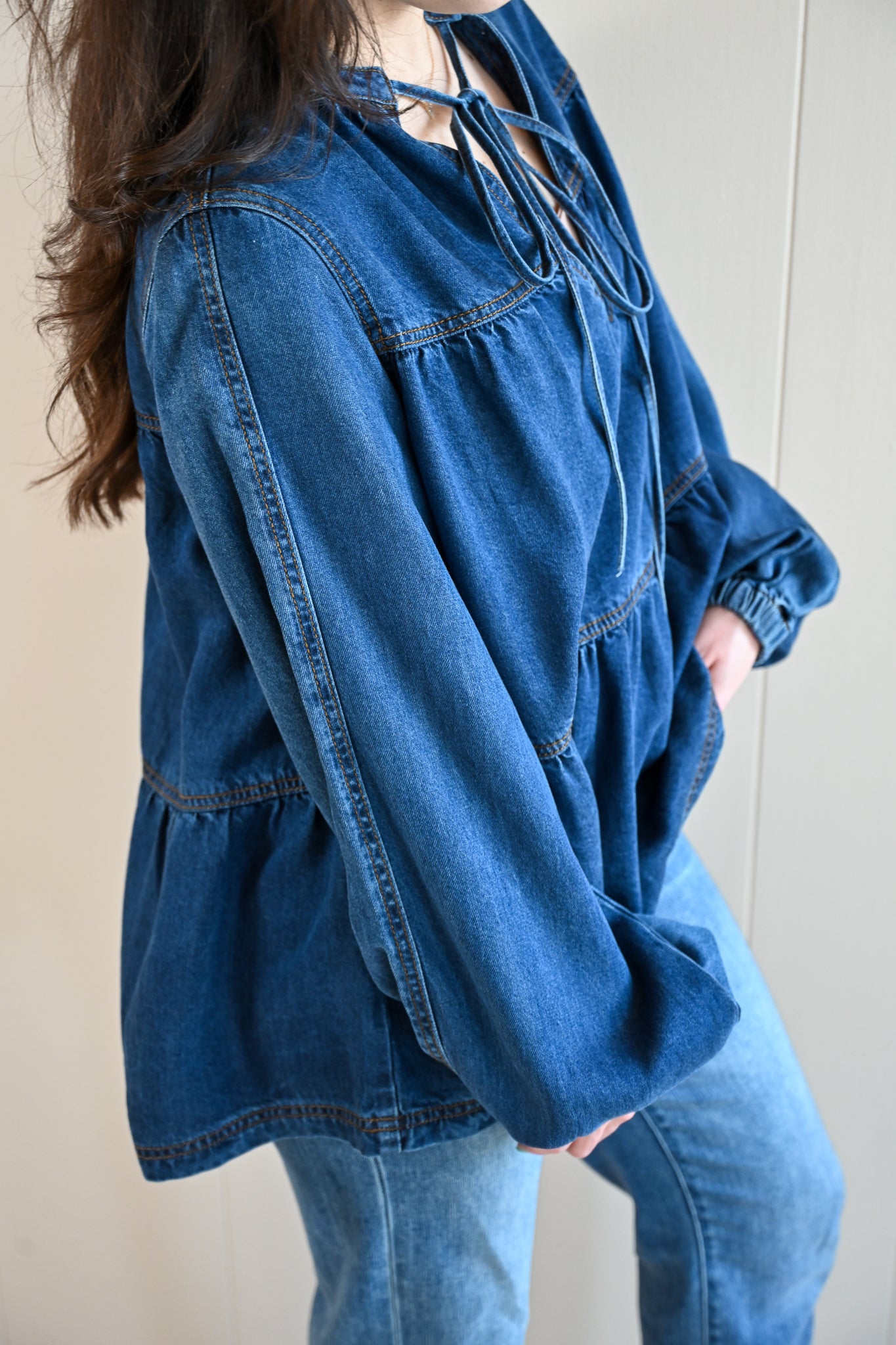 Quarterdeck Denim Tie Top