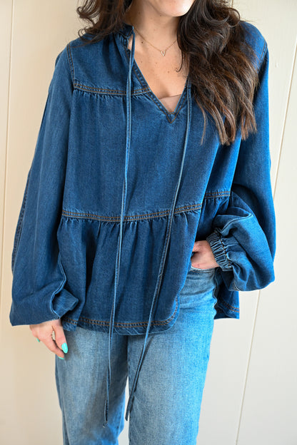 Quarterdeck Denim Tie Top