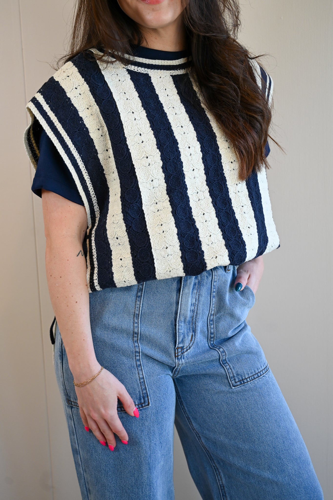 Moss Street Stripe Side Tie Top
