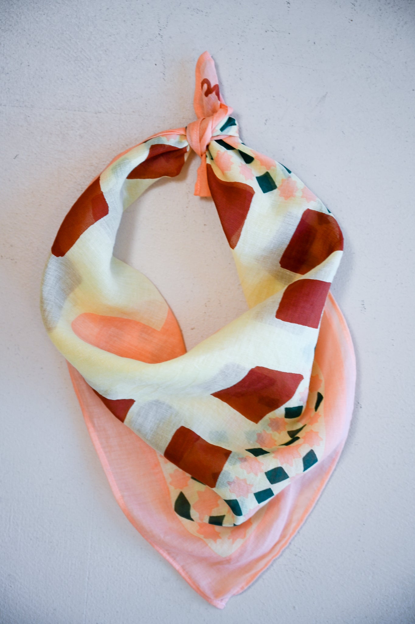 Print Cotton Scarf - Peach