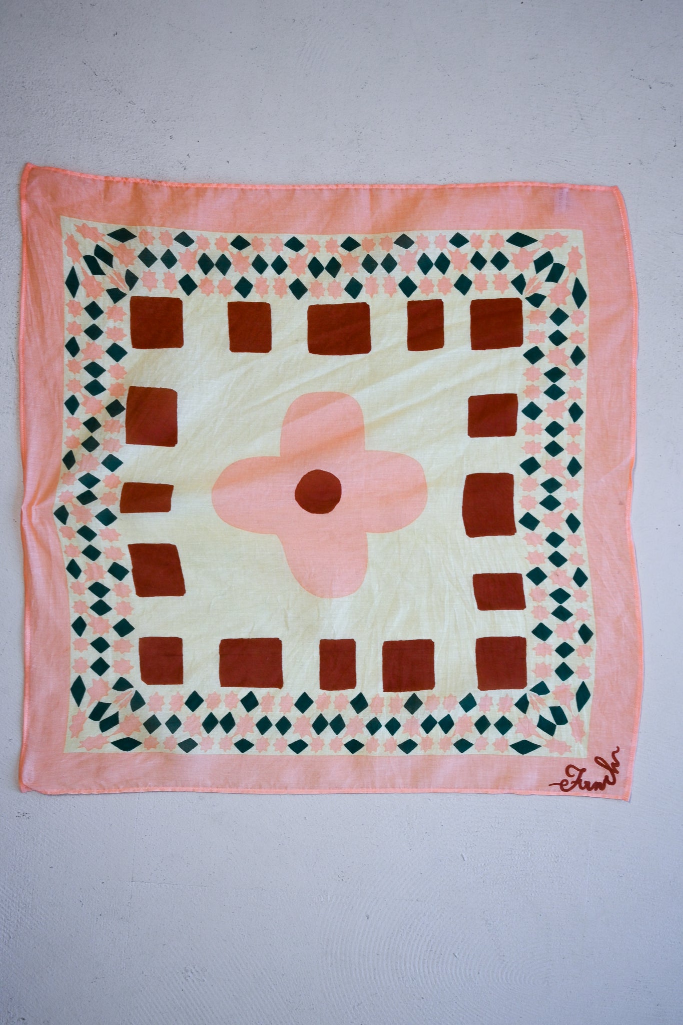 Print Cotton Scarf - Peach