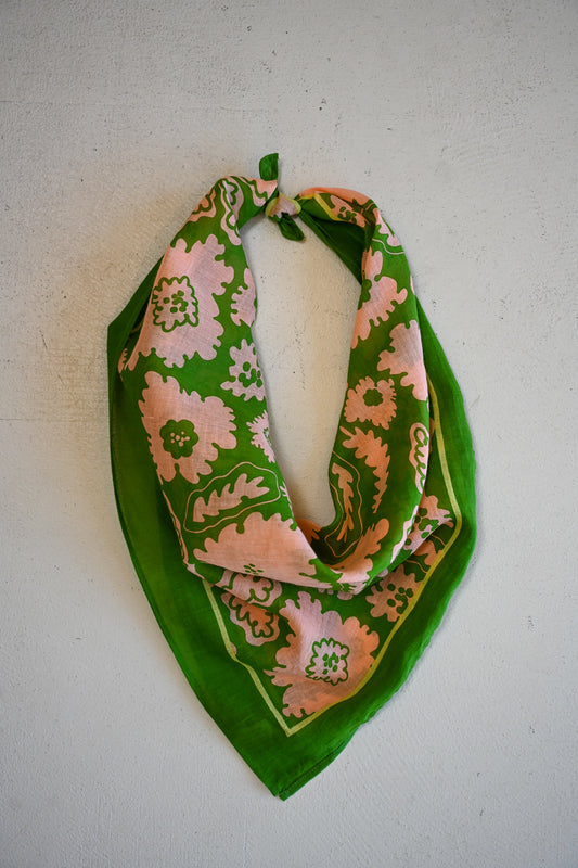 Print Cotton Scarf - Olive