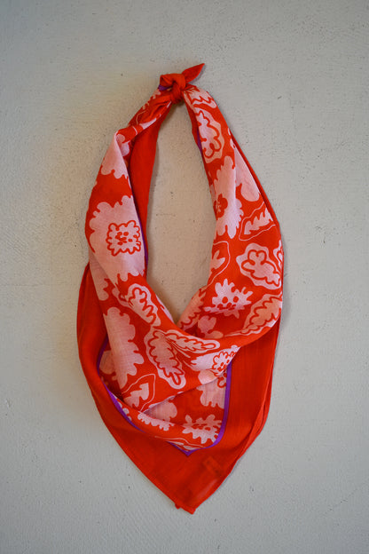 Print Cotton Scarf - Poppy