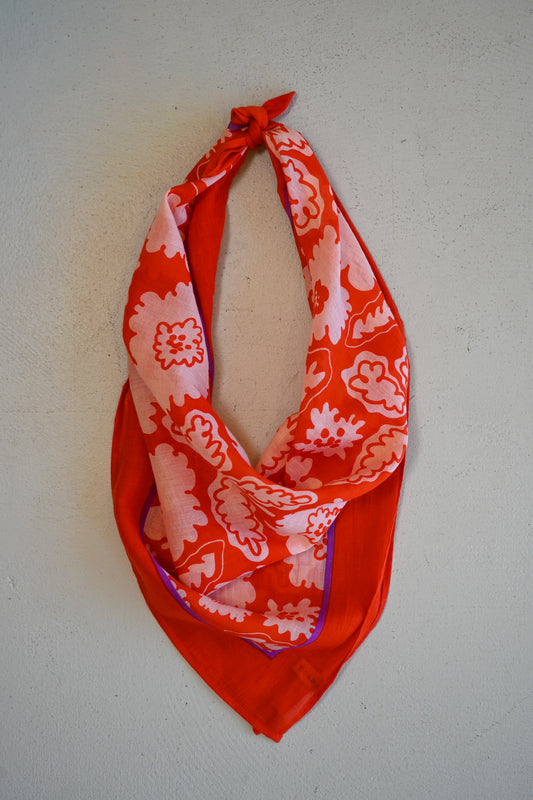 Print Cotton Scarf - Poppy
