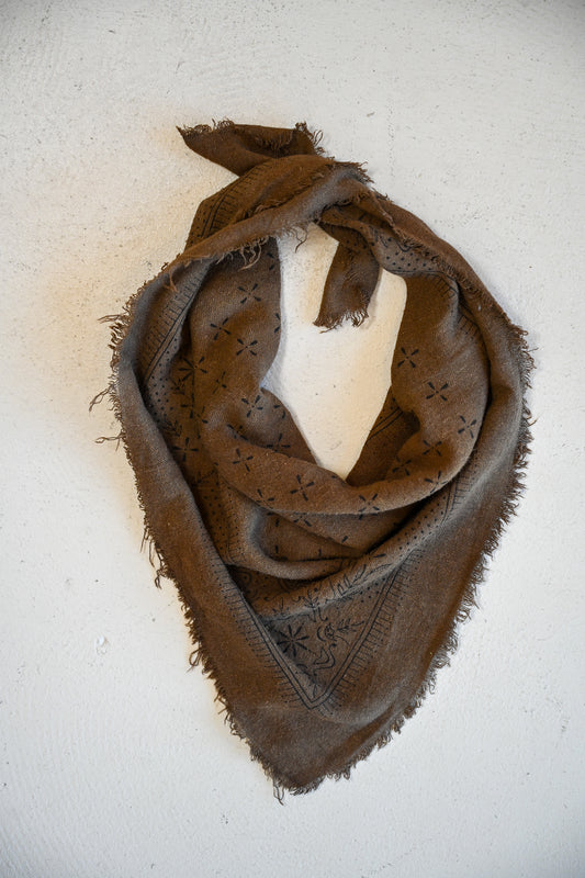 Raw Silk Bandana Scarf - Chocolate
