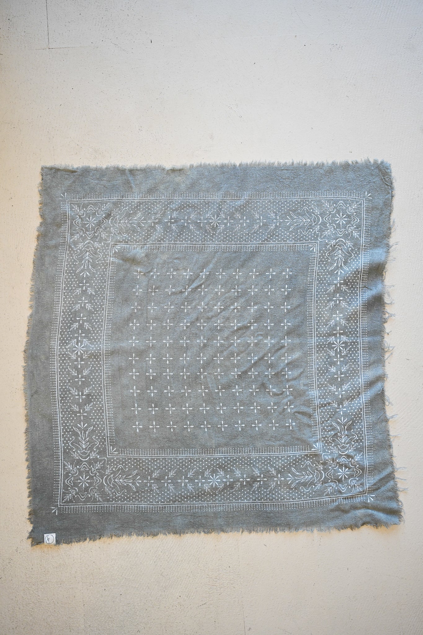 Raw Silk Bandana Scarf - Fog
