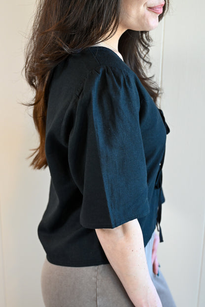 Forest Avenue Linen Tie Front Top