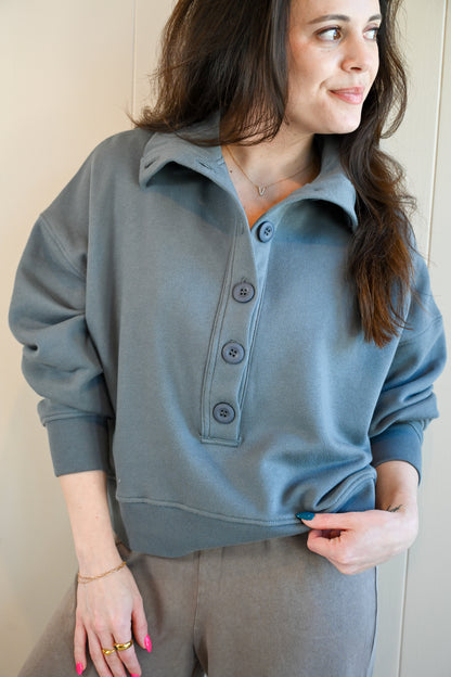 Melrose Street Terry Pullover - Dark Fog