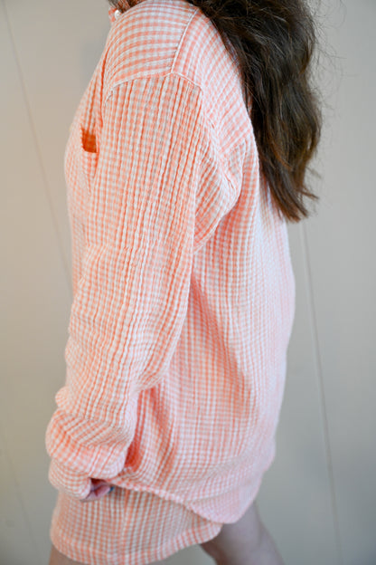 Heacock Avenue Gingham Button Up Top