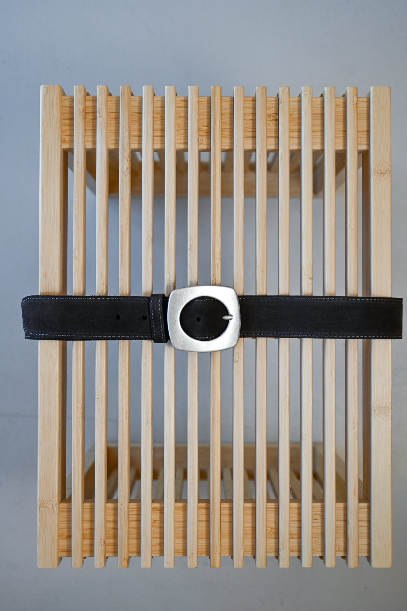 Chocolate + Silver Suede Leather Belt