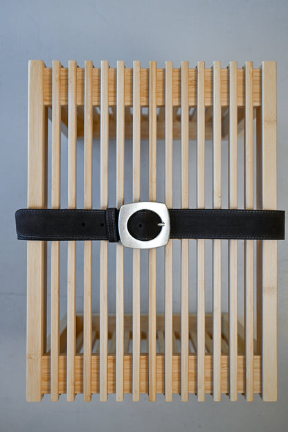 Chocolate + Silver Suede Leather Belt