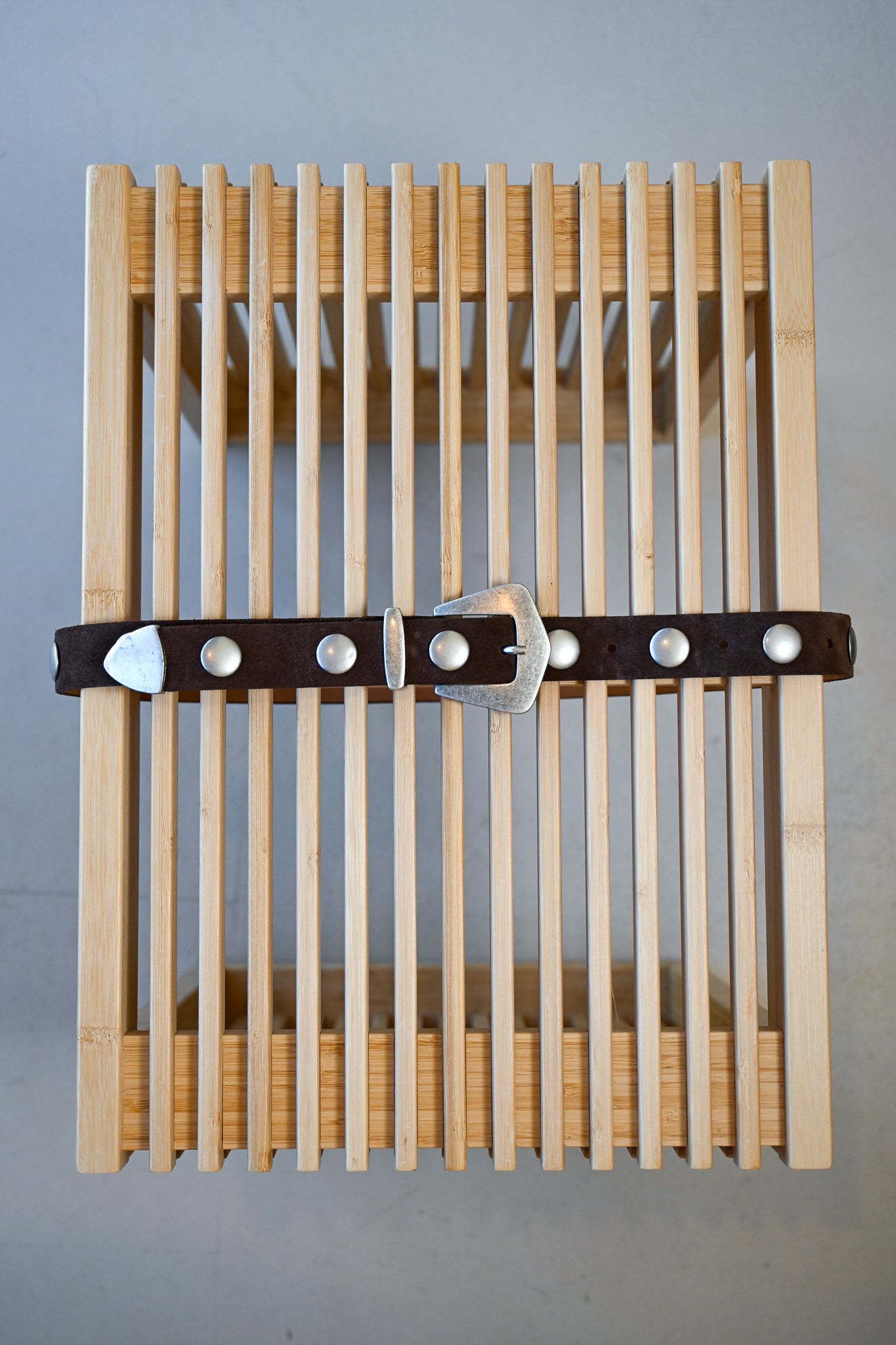 Chocolate + Studded Silver Suede Leather Belt