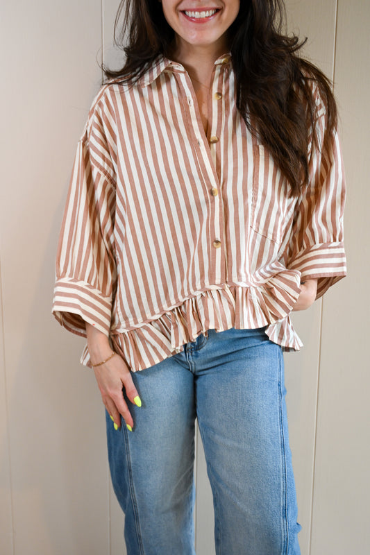 Union Street Stripe Ruffle Top