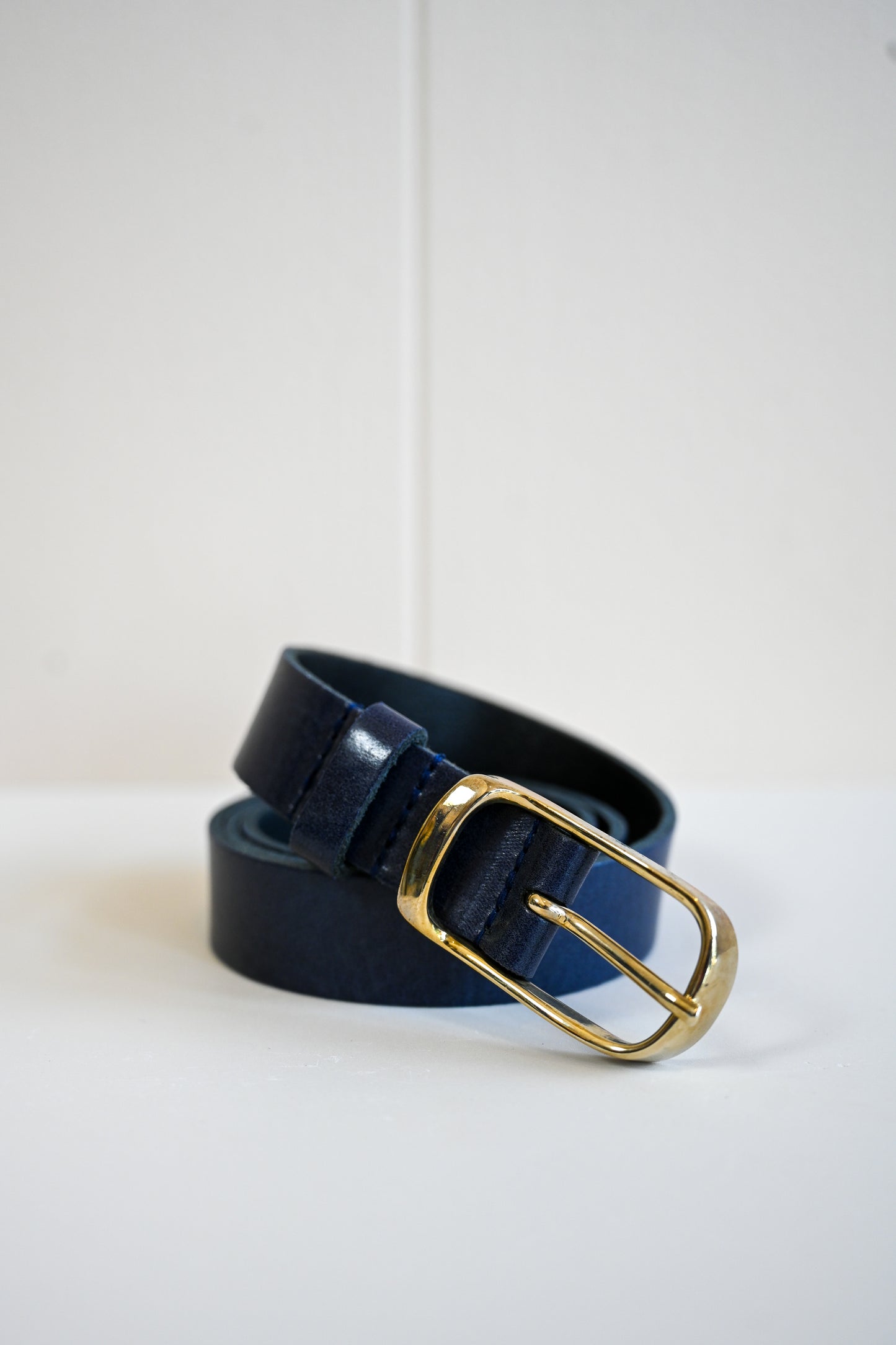 Navy & Gold Italian Leather Belt