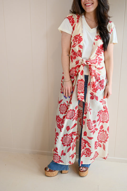 Spazier Avenue Floral Tie Front Duster