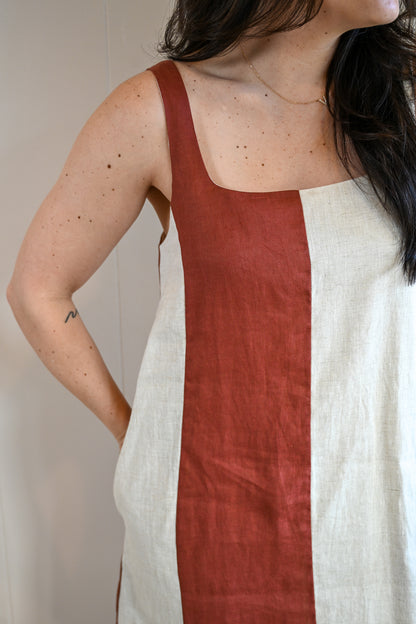 Sea Palm Color Block Mini Dress