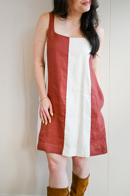Sea Palm Color Block Mini Dress