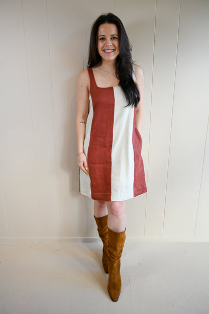 Sea Palm Color Block Mini Dress