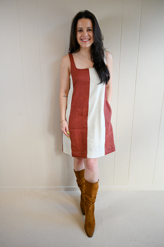 Sea Palm Color Block Mini Dress