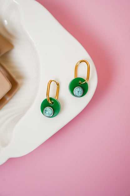 Emerald Medallion Oval Hoops