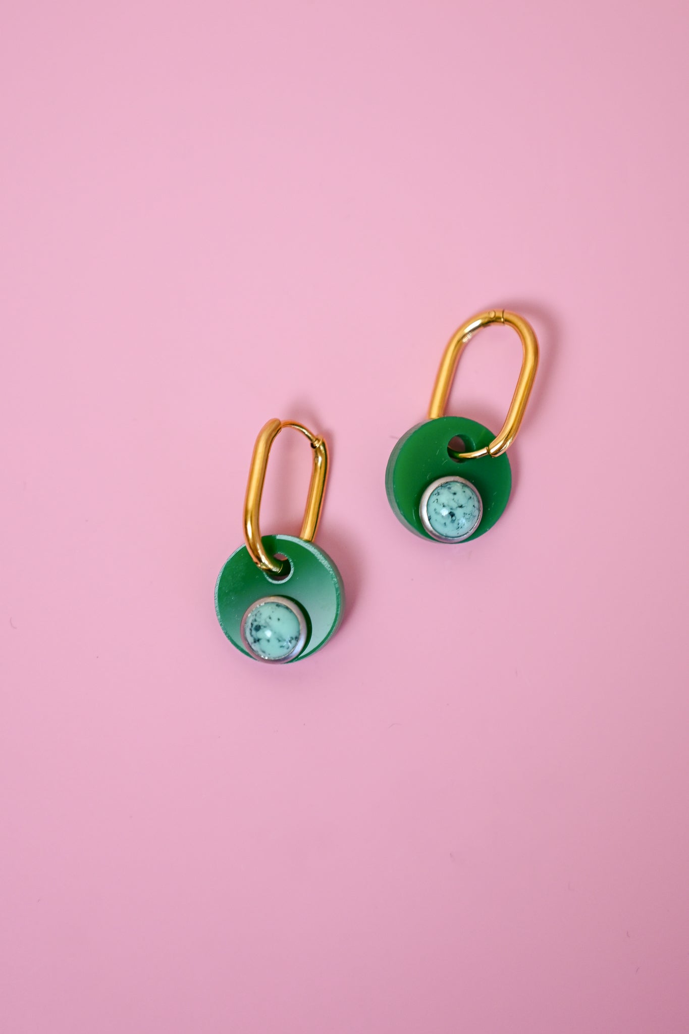 Emerald Medallion Oval Hoops