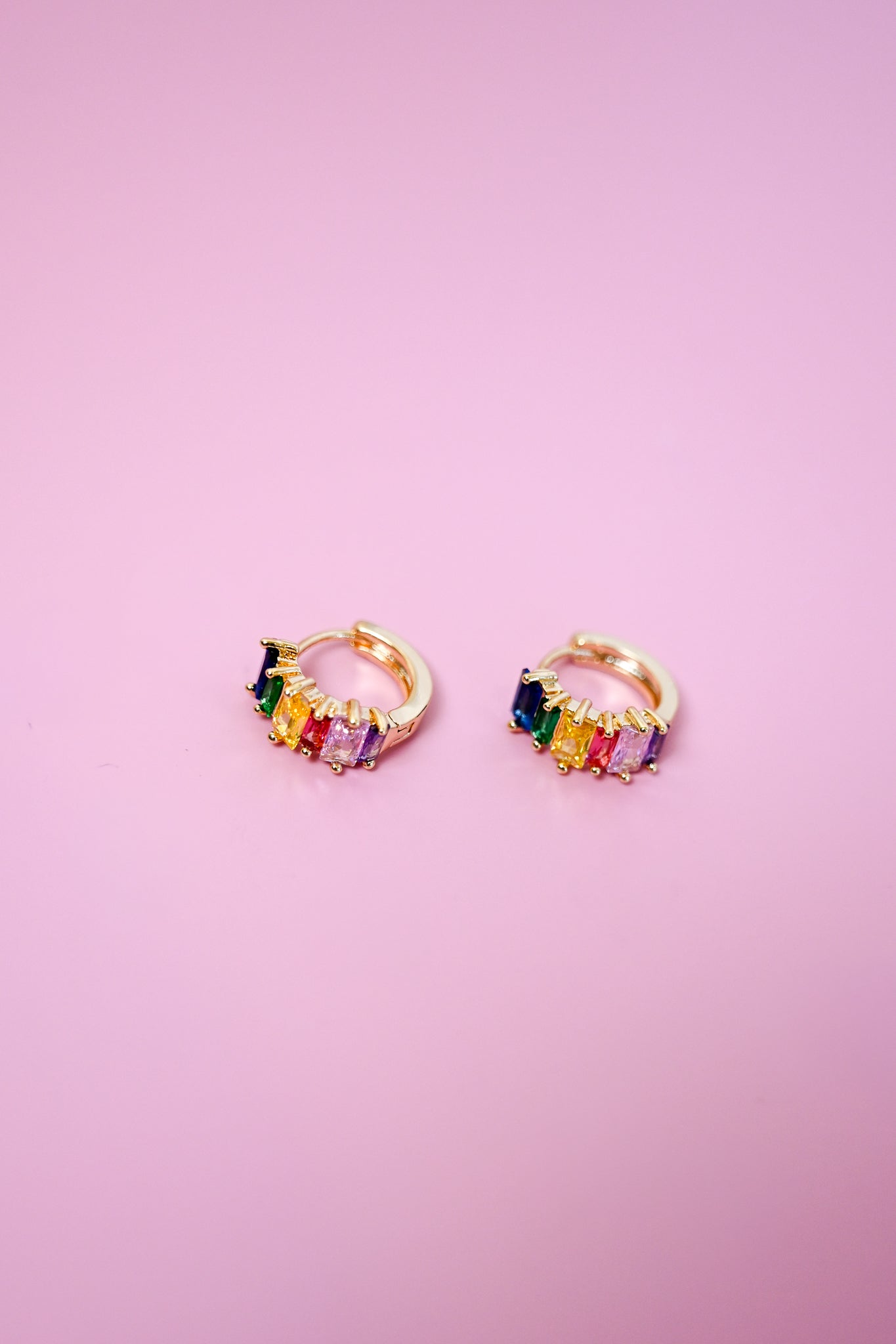 Multi Color Stone Huggie