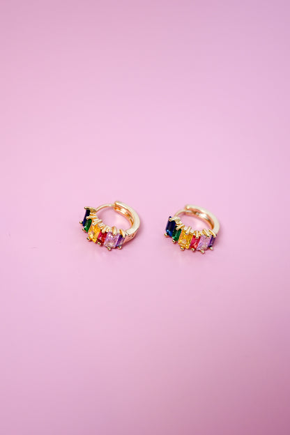 Multi Color Stone Huggie