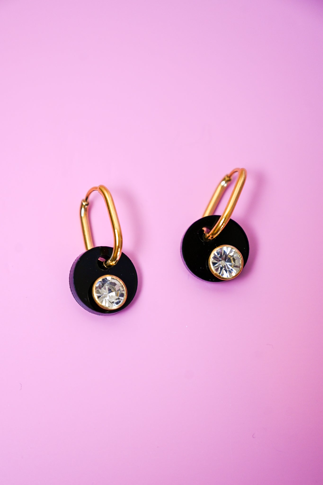 Black Medallion Oval Hoops