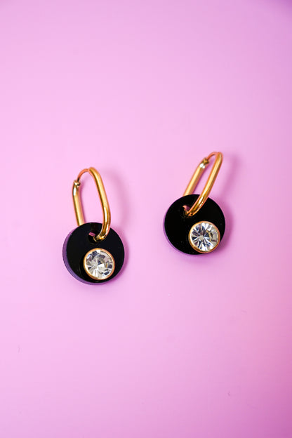 Black Medallion Oval Hoops