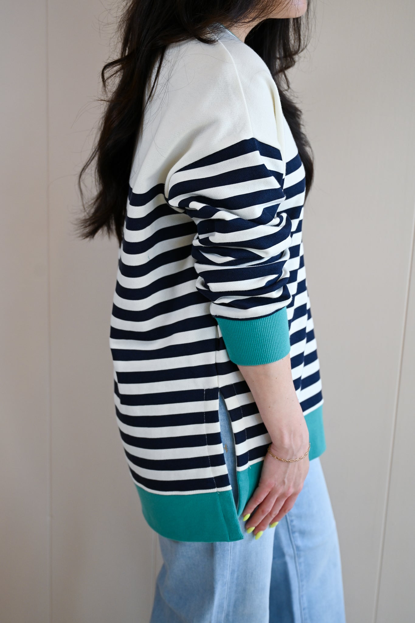 Forest Avenue Stripe Sweatshirt - Sea Glass Teal