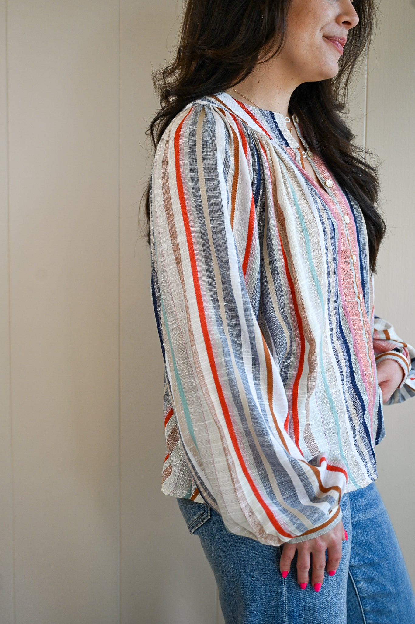 Pearl Street Multi Color Stripe Blouse