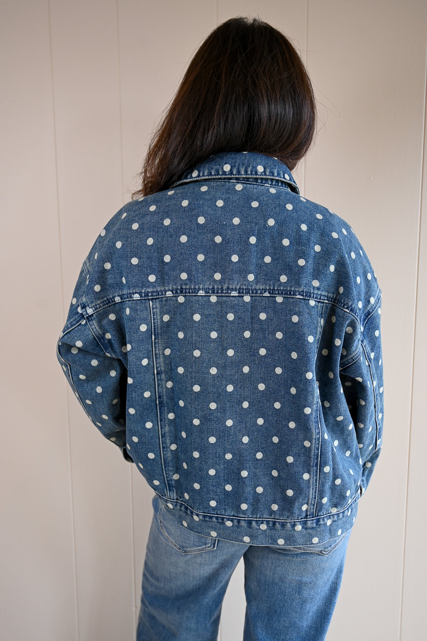 Clyte Street Polka-Dot Denim Jacket
