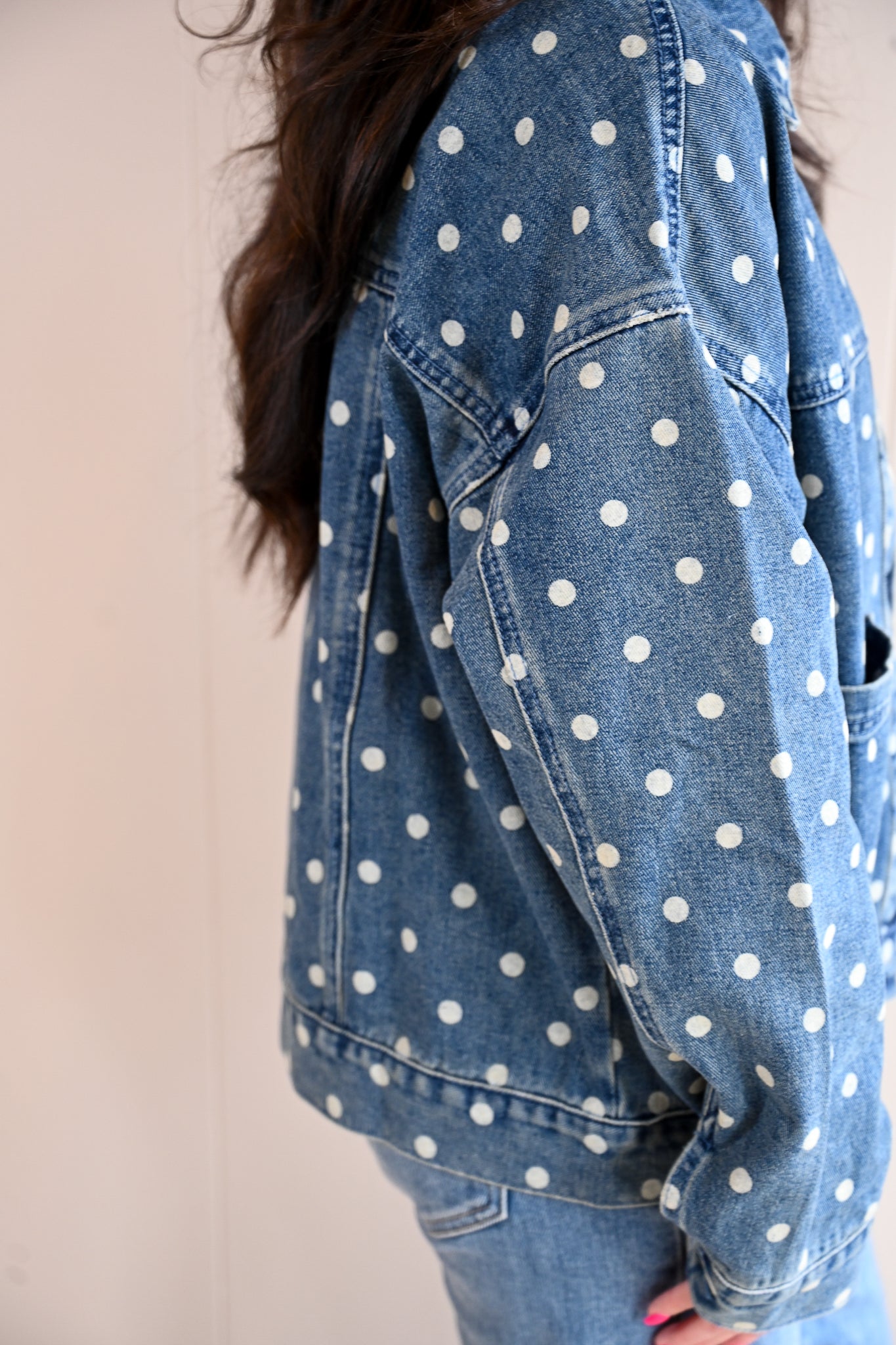 Clyte Street Polka-Dot Denim Jacket