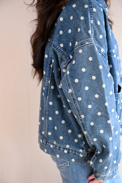 Clyte Street Polka-Dot Denim Jacket