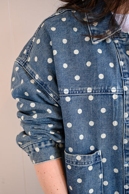 Clyte Street Polka-Dot Denim Jacket
