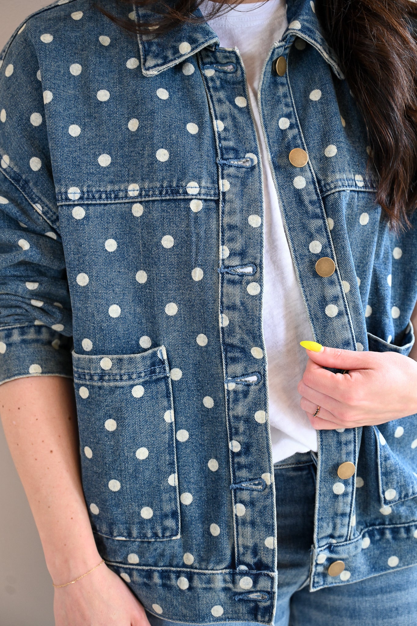 Clyte Street Polka-Dot Denim Jacket